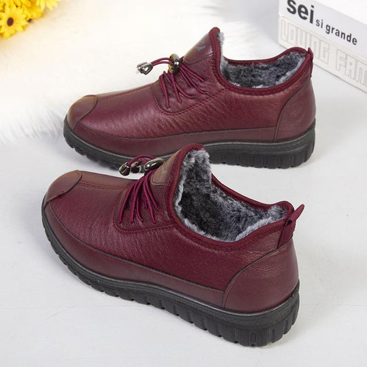 New Women Plus Velvet Sports Shoes Thickened Fashion Casual Leather Non-slip Sneakers