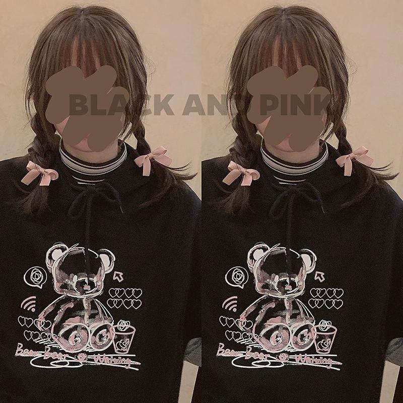 Hoodies Sweatshirts Women Graffiti Printed Fashion Streetwear Harajuku Pullovers Tops Black Fall Winter Thick Fleece Oversized Anime Hoodies