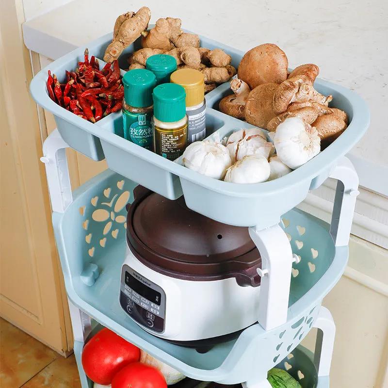 4-layer Cabinet Storage Shelf Floor Shelf Storage Rack Multifunctional Vegetable Fruit Storage Basket Snack Toy Holder Household Kitchen Organizers