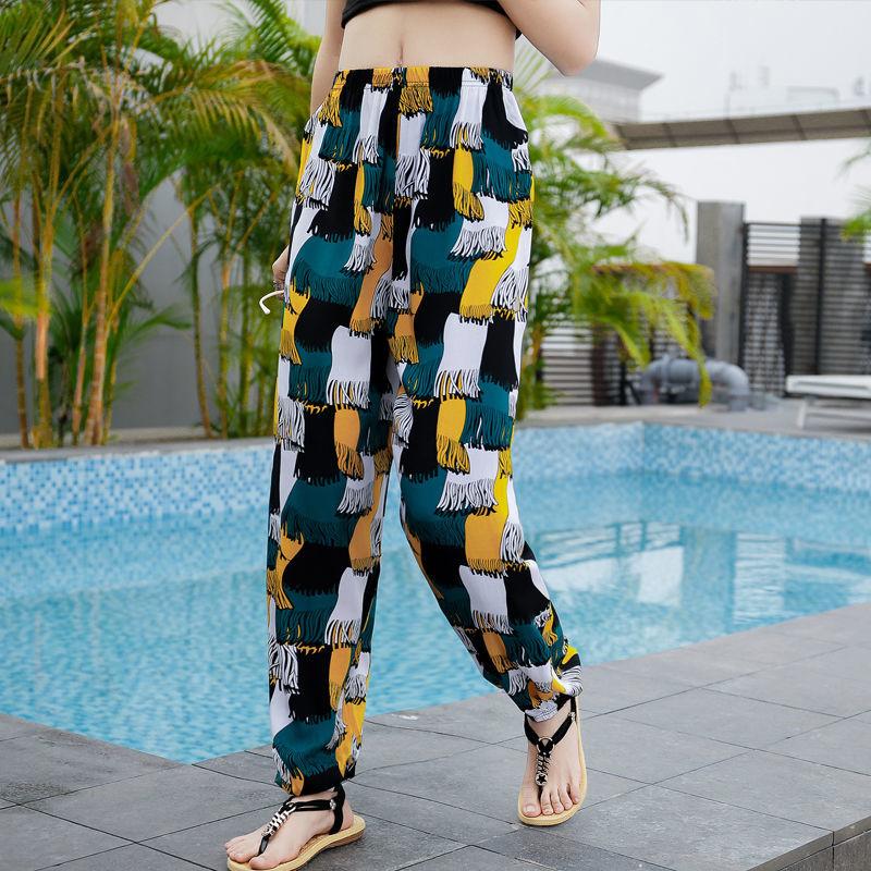 Ladies Casual Pants Wide Leg Bloomers Summer Loose Thin Trousers Fashion Trend Seaside Vacation Beach Pants