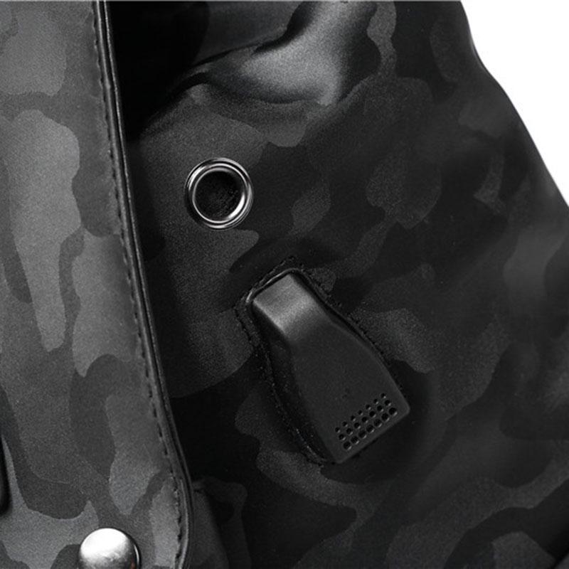 Camouflage genuine leather Men backpack  Travel computer laptop Shoulders Bag with USB charging port