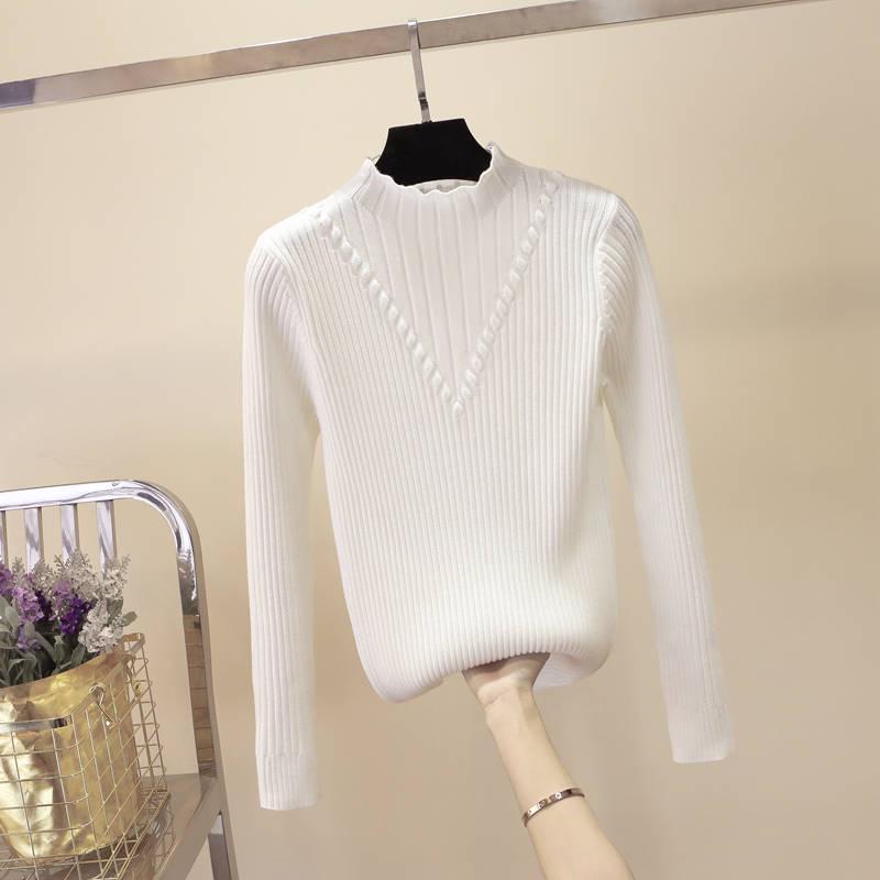 Knitting Sweaters Large Size Sweater Woman Medium and Long Section High Collar Sweater Winter