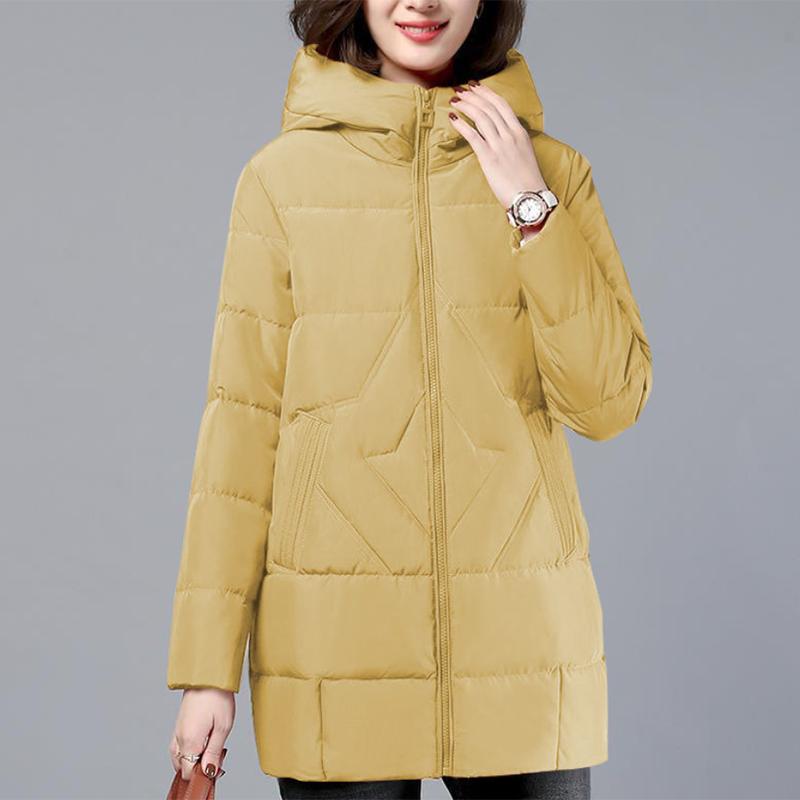 Women's Mid-length Down Jacket Winter Korean Loose Cotton Clothes Casual Hooded Padded Jacket