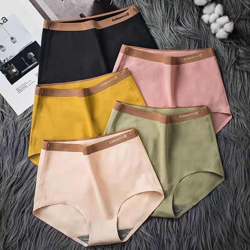 3PCS High Waist Underwear Women's Cotton Antibacterial Seamless Belly Tightening Plus Size Breathable Briefs