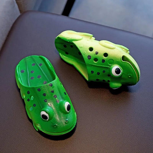 Cartoon Frog Slippers Parent-child Children's Soft Bottom Shoes Boys and Girls Baby Home Non-slip Slippers Flip Flops Cute Funny Shoes