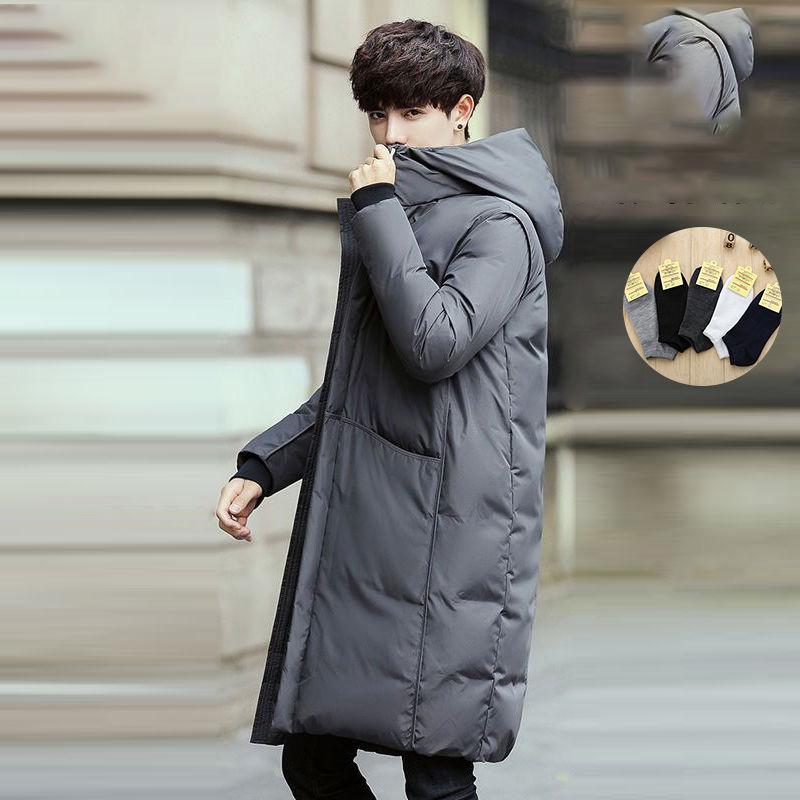 Winter Men's Down Jacket Medium Length Thickened Student Korean Coat Trend White Duck Down Handsome Coat