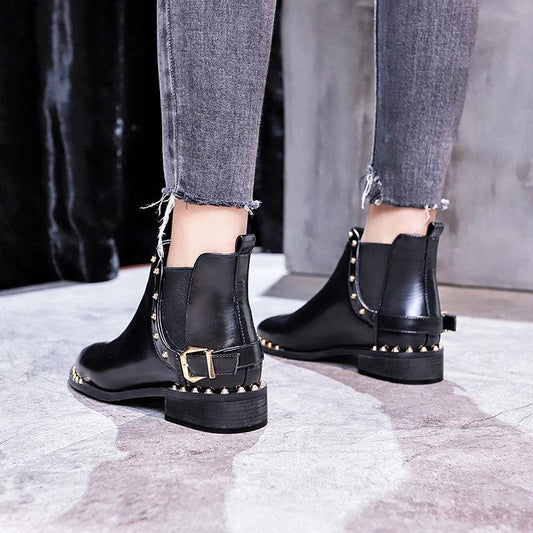 Autumn Winter Women Boots Fashion Rivet Dector Shoes High Quality PU Fashion Martin Ankle Boots