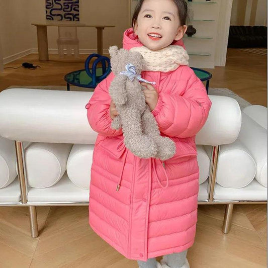 Winter Girls Mid-length Warm Hooded Jacket Windproof Thick Down Padded Jacket