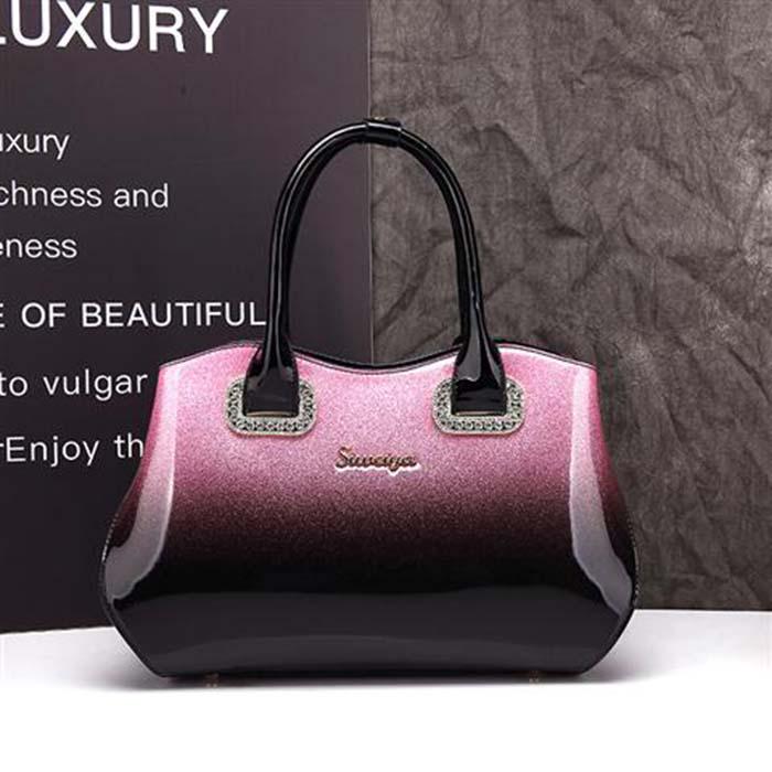 Woman Leather Handbag Luxury Patent Leather Shoulder Bags Handbags Women Bride Wedding Totes Boston