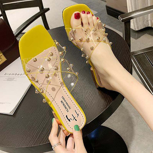 Slippers Women's Outer Wear Fashion Thick and Low-heeled Flip Flops Women Fashion Sandals and Slippers Women Transparent Slippers Women