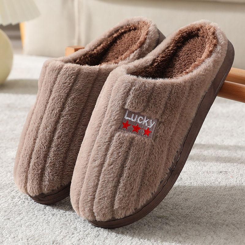 Cotton Slippers Couple Women Winter Home Indoor Warmth Non-slip Thick-soled Shoes Men's Slippers