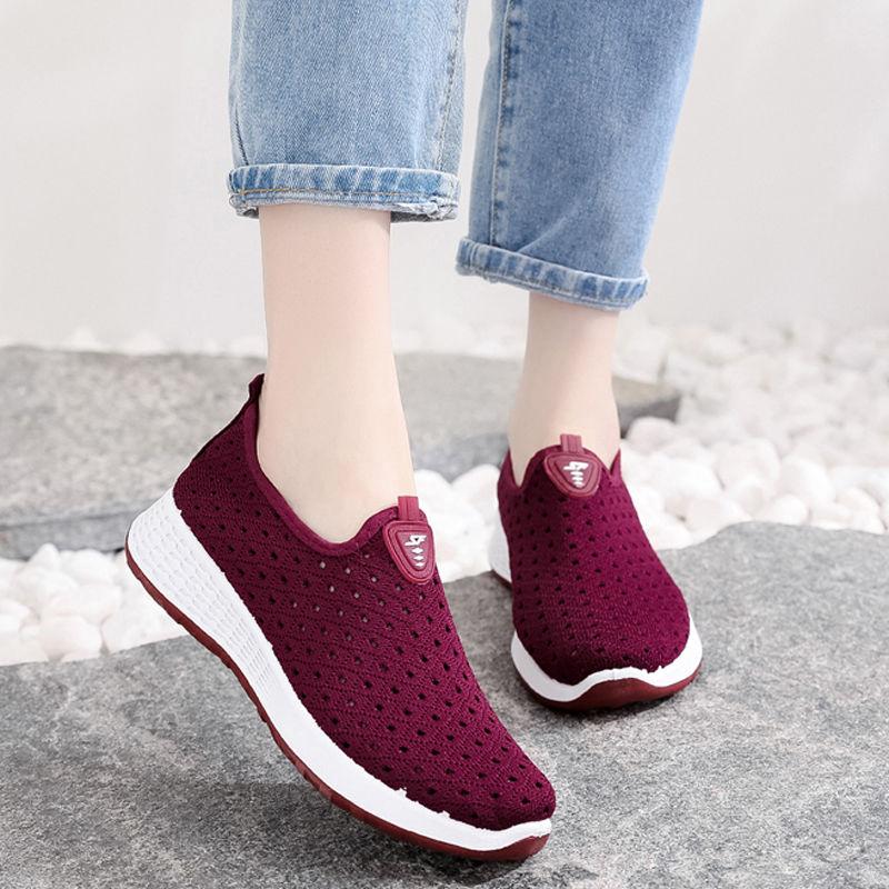 Mesh Shoes Women Summer Old Beijing Cloth Shoes Women's Shoes Breathable Hollow Mesh Casual Sneakers Women Middle-aged Mom Shoes