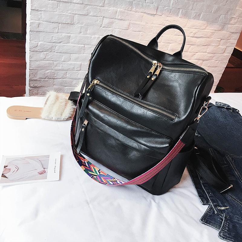 Women Fashion PU Leather Backpack Multi-Function Shoulder Bag Casual Retro Travel Backpack