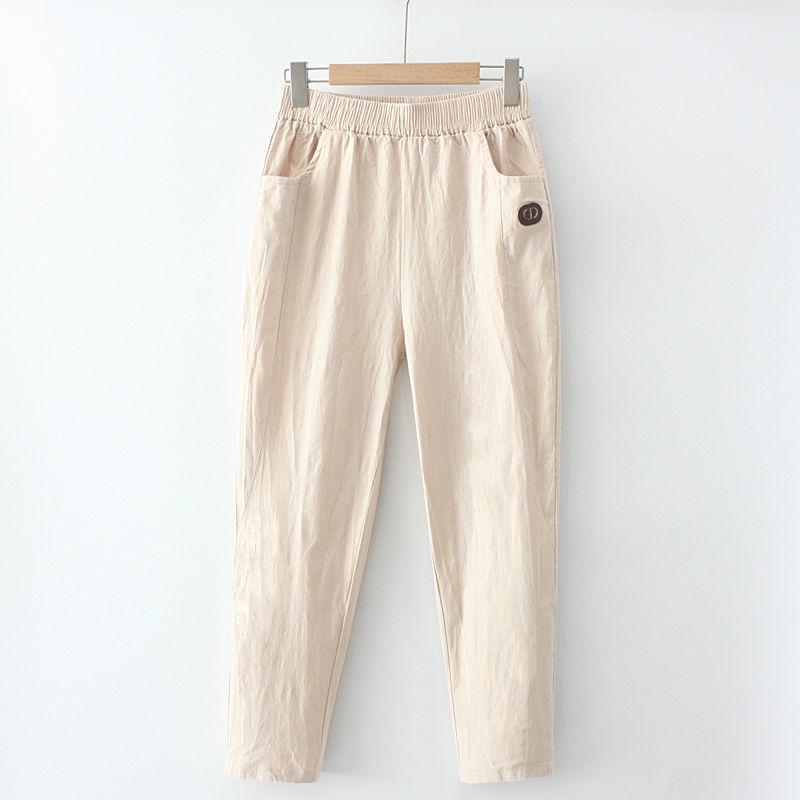 Large Size Cotton Casual Women's Pants Summer Fat Mm Loose Harem Pants High Waist Nine-point Pants