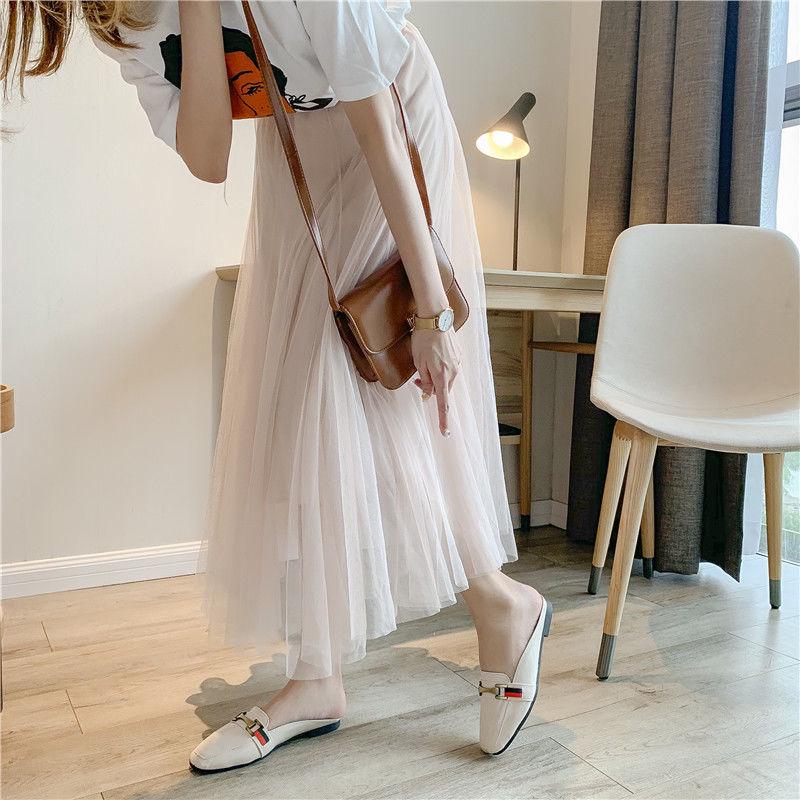 Semi-slipper Women Summer No Heel Korean Flat Wild Fashion Wear Sandals Beach Slippers Women's Shoes Platform