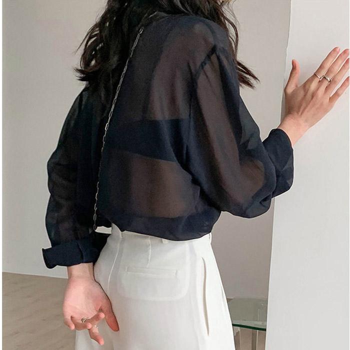 Ice Silk Sunscreen Women's Summer Black Chiffon Shirt Loose Thin Cardigan Coat