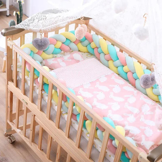 Baby Bed Bumper Crib Pad Protection Weaving Plush Baby Bedding Accessory Infant Room Decoration