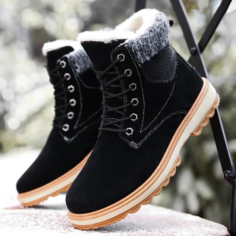 Men's Winter Plus Velvet Padded Snow Boots High-top Martin Boots Cotton Shoes Non-slip Cotton Boots