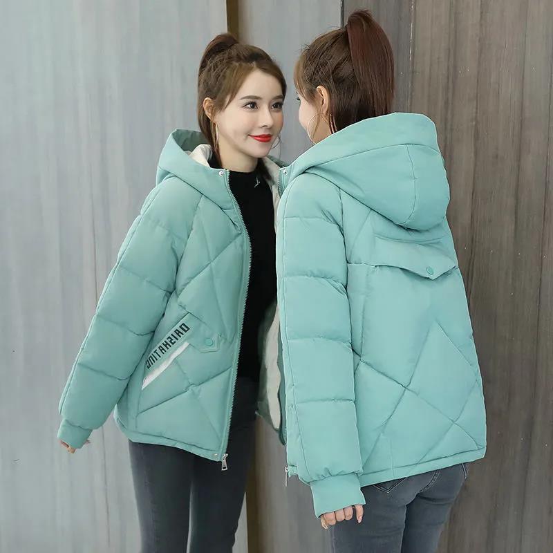 Women's Short Cotton-padded Jacket Loose Hooded Thick Printed Down Quilted Jacket Winter Jacket