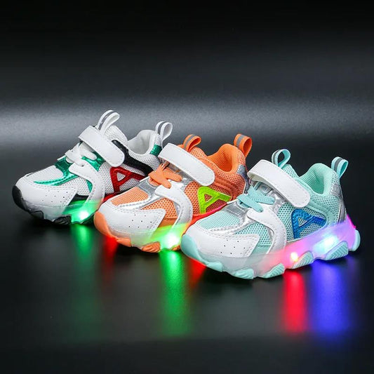 Kids Toddler Shoes Led Glowing Sneakers with Light Children Running Shoes Hook Loop Fashion Luminous Sport Shoes for Girls Boys