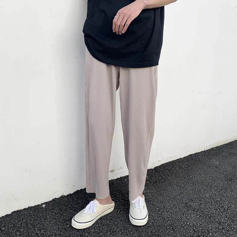 Summer Thin Casual Pants Men's Student Straight Sports Cropped Trousers