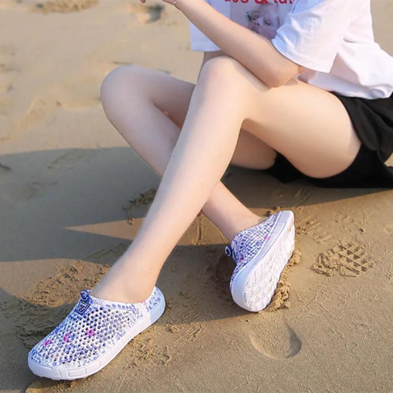 Summer  Hole Shoes Summer Seaside Baotou Slippers Sandals Large Size Women's Shoes Bird's Nest Shoes Beach Shoes