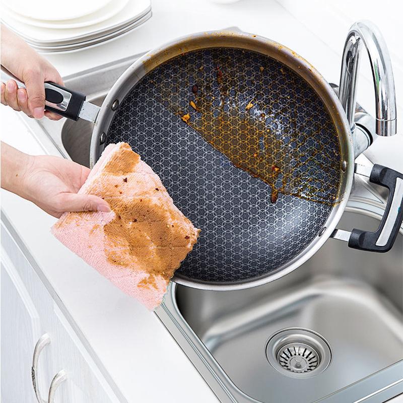 5/10/20pcs Is Cheaper Double-layer Absorbent Microfiber Kitchen Dish Cloth Non-stick Oil Household Cleaning Wiping Towel Kichen Tool