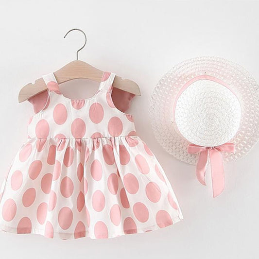 Children Dress Spring Summer Sling Kids Clothing  Baby Girls Clothing Polka Printing Dot Wings Dress Sleeveless A-line Dress Girl