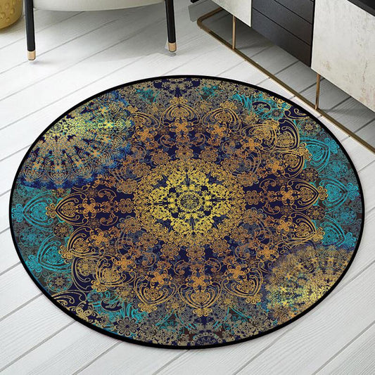 Bohemian Retro Round Carpet Mandala Ethnic Style Living Room Bedroom Hanging Basket Chair Non-slip Round Mat Carpet