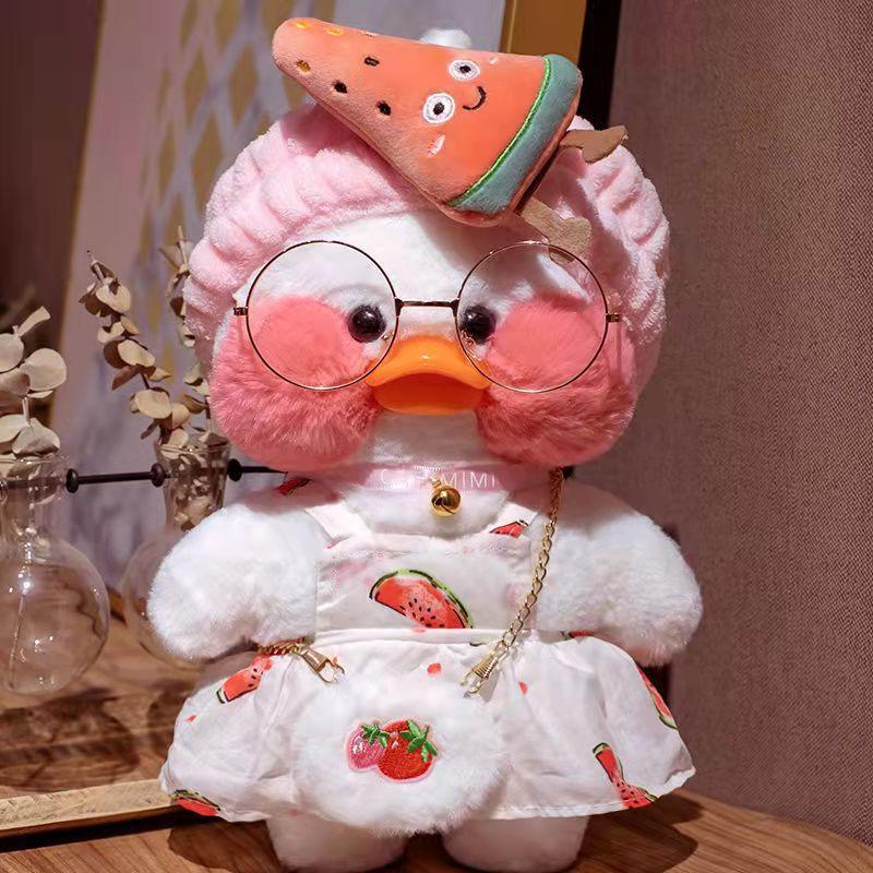 30cm Children's Plush Toys Lovely Small Duck Plush Doll with Clothes and Glasses Kid's Cute Birthday Gifts Home Doll Decor