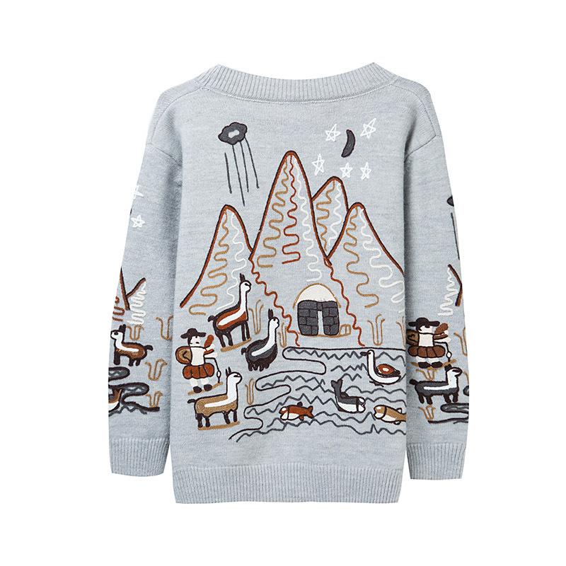 Autumn and Winter Printed Cardigan Women's Plus Size Casual Sweater Coat High-end Wool Sweater