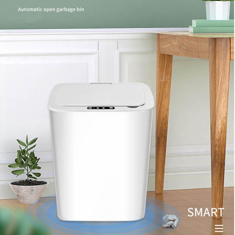 14 Liters Smart Trash Can Household Bathroom with Lid Large Living Room Kitchen Automatic Kick Induction Button Three Modes