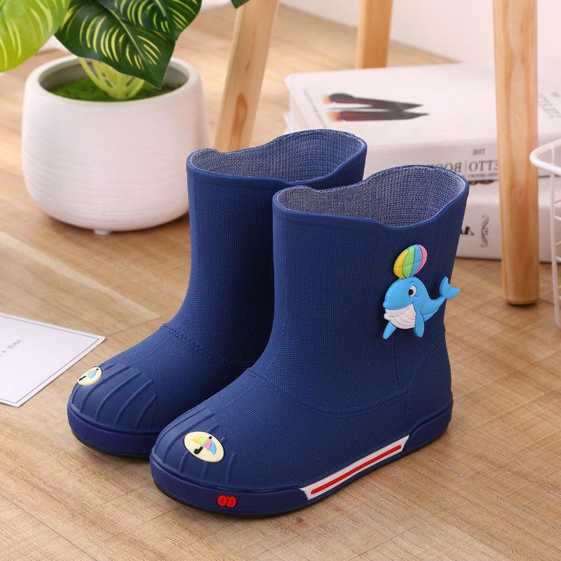 Four Seasons Boys and Girls Non-slip Rain Boots Waterproof Shoes Mid-tube Rain Boots Kids Students General Rubber Overshoes