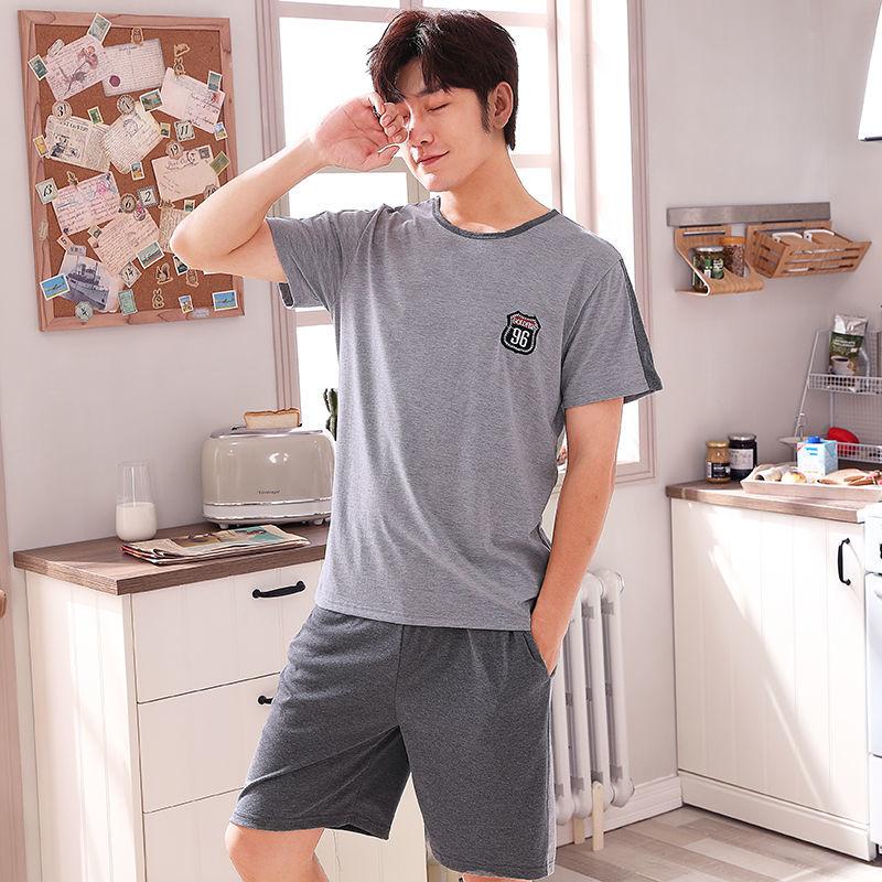 Men's Pajamas Summer Cotton Short-sleeved Shorts Young Middle-aged Casual Plus Size Summer Thin Home Service Suits