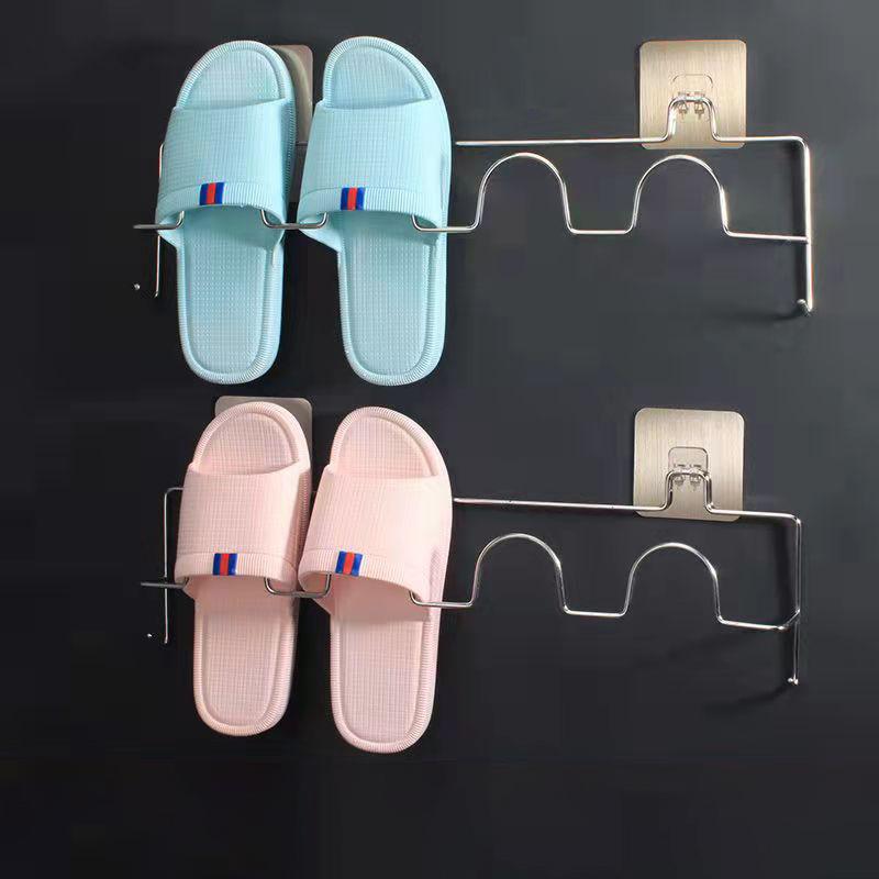 Bathroom Slippers Shelf Toilet Wall Hanging Drain Stainless Steel Free Punching Toilet Rack Hook Storage Shelf Home Organizer Shoe Rack