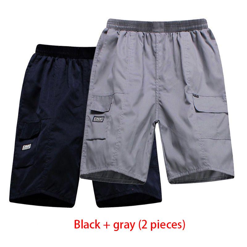 (2 Pieces) Summer Middle-aged Men's Loose Shorts Dad Wear Middle-aged Five-point Pants Elderly Casual Pants Beach Pants