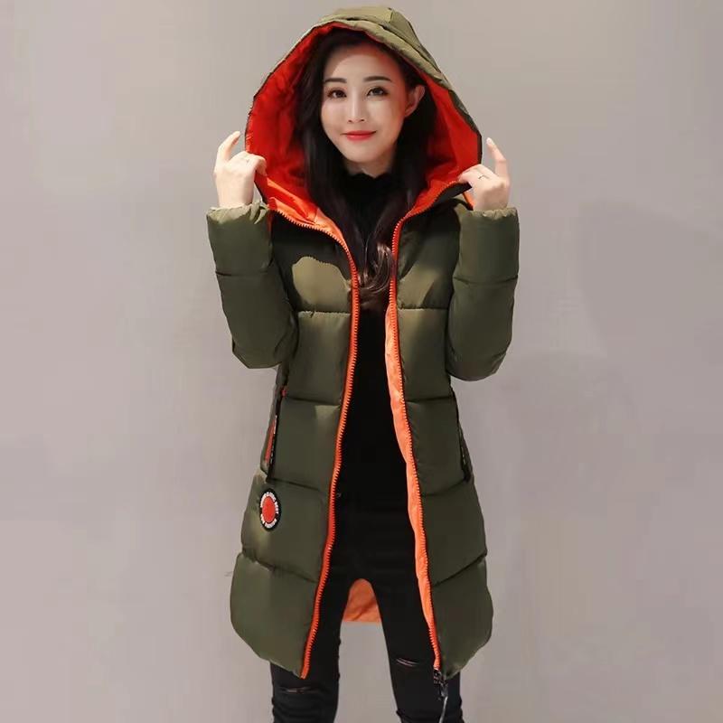 Parka Women Winter Jacket Down Cotton Coats Mid-length Hooded Outwear Female Parkas Thick Warm Cotton Padded Slim Medium Long Basic Coats