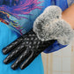 Women's Winter Gloves Warm Leather Touch Screen Mittens Outdoor Riding Gloves Thick Velvet Outer Circle Plush Thermal Gloves Breathable Waterproof