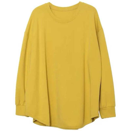 Spring and Autumn Cotton Loose Large Size Casual Solid Color Round Neck Bottoming Shirt Women's Long-sleeved T-shirt