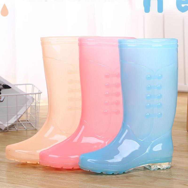 Rain Boots Women's High Tube Water Shoes Rain Boots Tendon Bottom Non-slip Waterproof Water Shoes Women's Detachable Warm Rain Boots