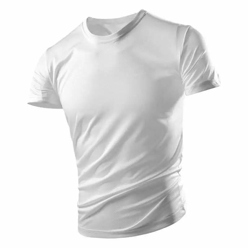 Sport Tees Men Slim T-shirt Stretch Muscle Shirt Half Sleeve Overshirt Solid Color Pullover Modal Casual Top Male Clothing