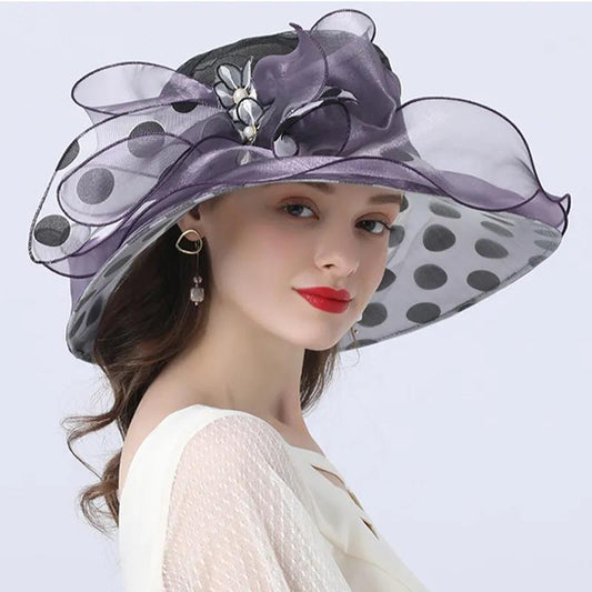 Polka Dot Big Brim Hat Women's European and American Style Street Casual Sunshade Fashion Decorative Hat