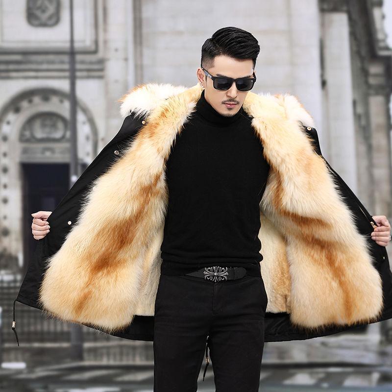 Handsome Men Winter Imitation Mink Fur Detachable Liner Thick Imitation Fur Jacket