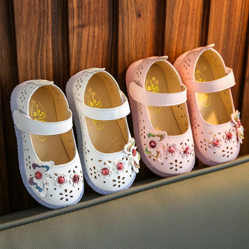 Spring and Autumn Girls' Leather Shoes Hollow Student Net Red Princess Shoes Baby Children's Dance Shoes Children's Single Shoes