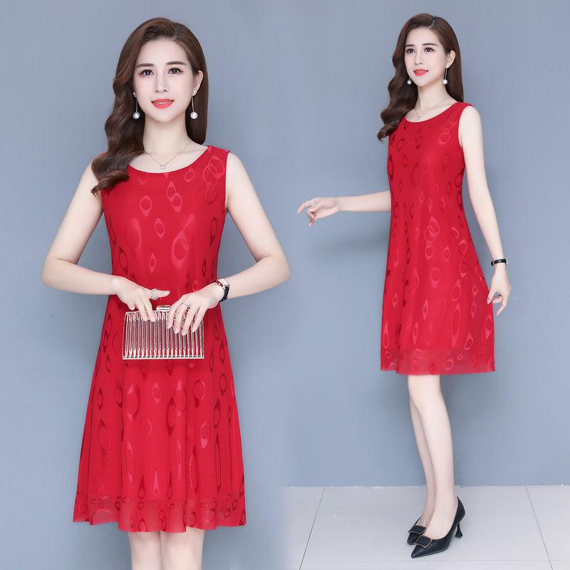 Female Summer Sleeveless Base Shirt Holiday Dress Loose Slim Vintage Elegant A-line Vacation Dress