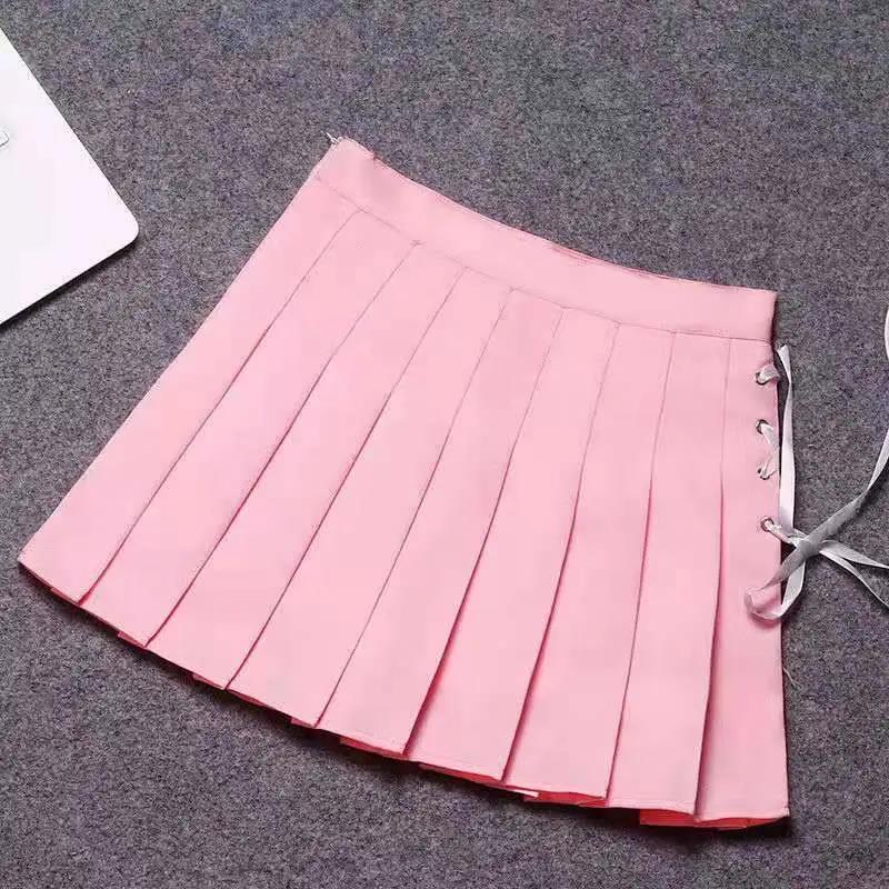 Pleated Skirt Women's Spring Summer All-match Strappy Short Skirt Korean Version of The College Style Skirt with Lining High Waist A-line Skirt