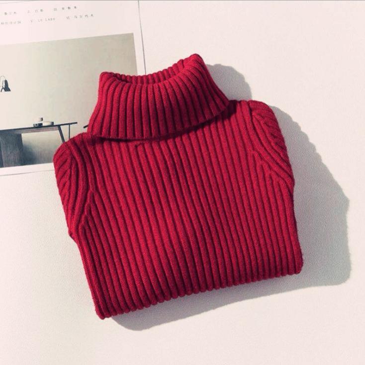 Kid's Fitted Ribbed Sweater Baby Boys Girls Sweater Children Clothes Girl Knitted Pullover