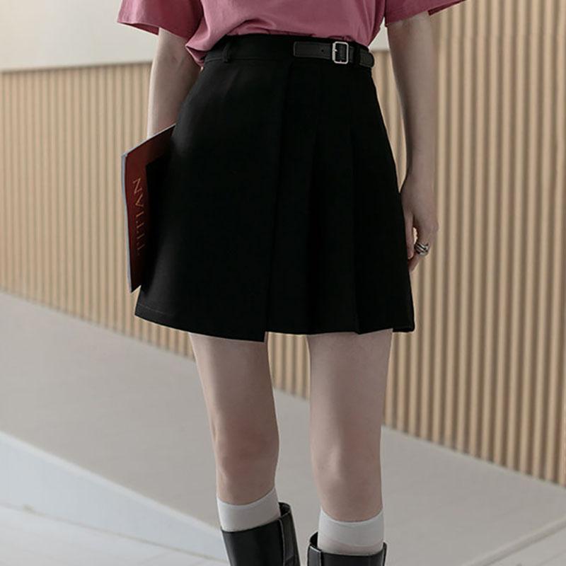 Woman Skirts High Waist Pleated Skirt Female Irregular Thin A-line Short Skirt Solid Color Hip Skirts Girls School Uniform Skirt