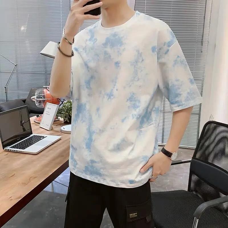 Summer T-shirt Korean Trendy Tie-dye Fashion Tees O-neck Half Sleeve Thin Shirt Oversized Soft Casual Loose Pullover