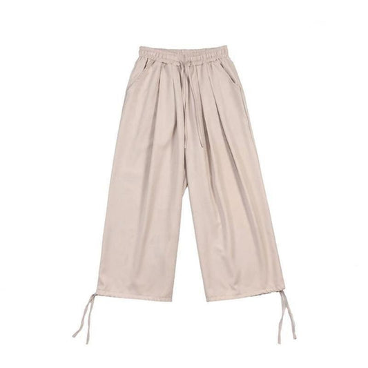 Ice Silk Summer Men's Thin Loose Draped Straight Casual Pants Student Wide-leg Pants